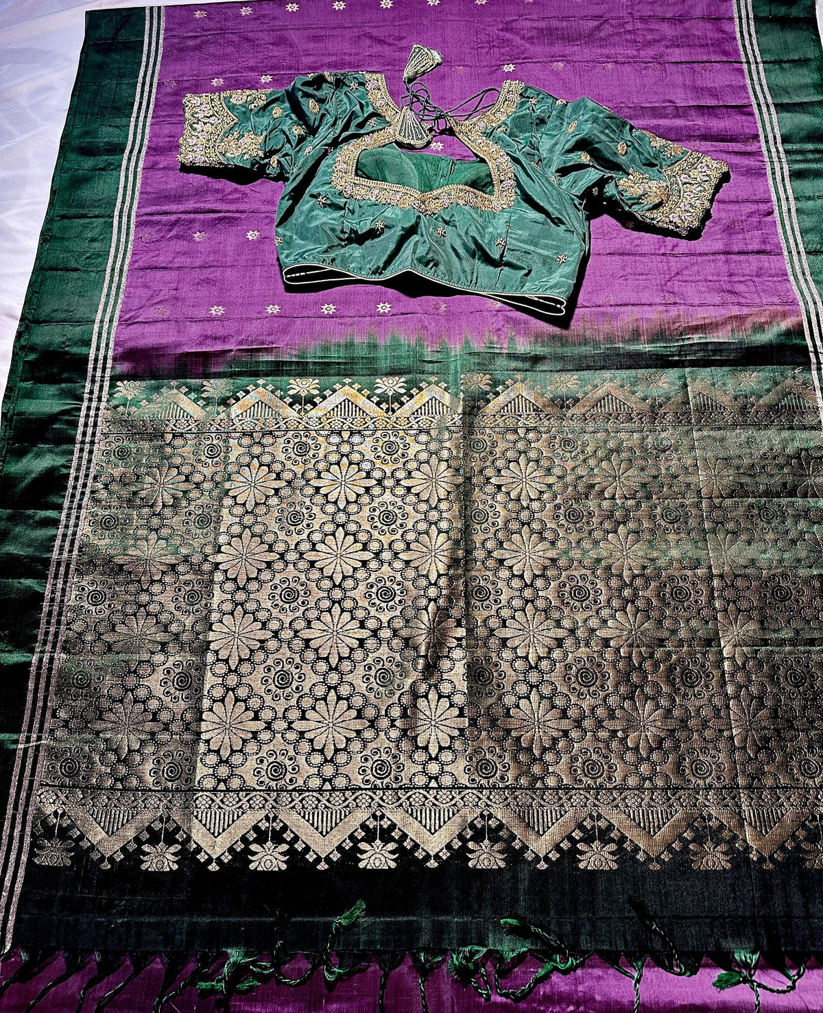 Handloom Kanjivaram Soft Silk Saree with stitched Maggam blouse | Wedding Saree | Ready to wear Saree Blouse | Indian Saree USA