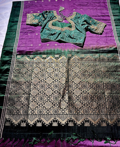 Handloom Kanjivaram Soft Silk Saree with stitched Maggam blouse | Wedding Saree | Ready to wear Saree Blouse | Indian Saree USA
