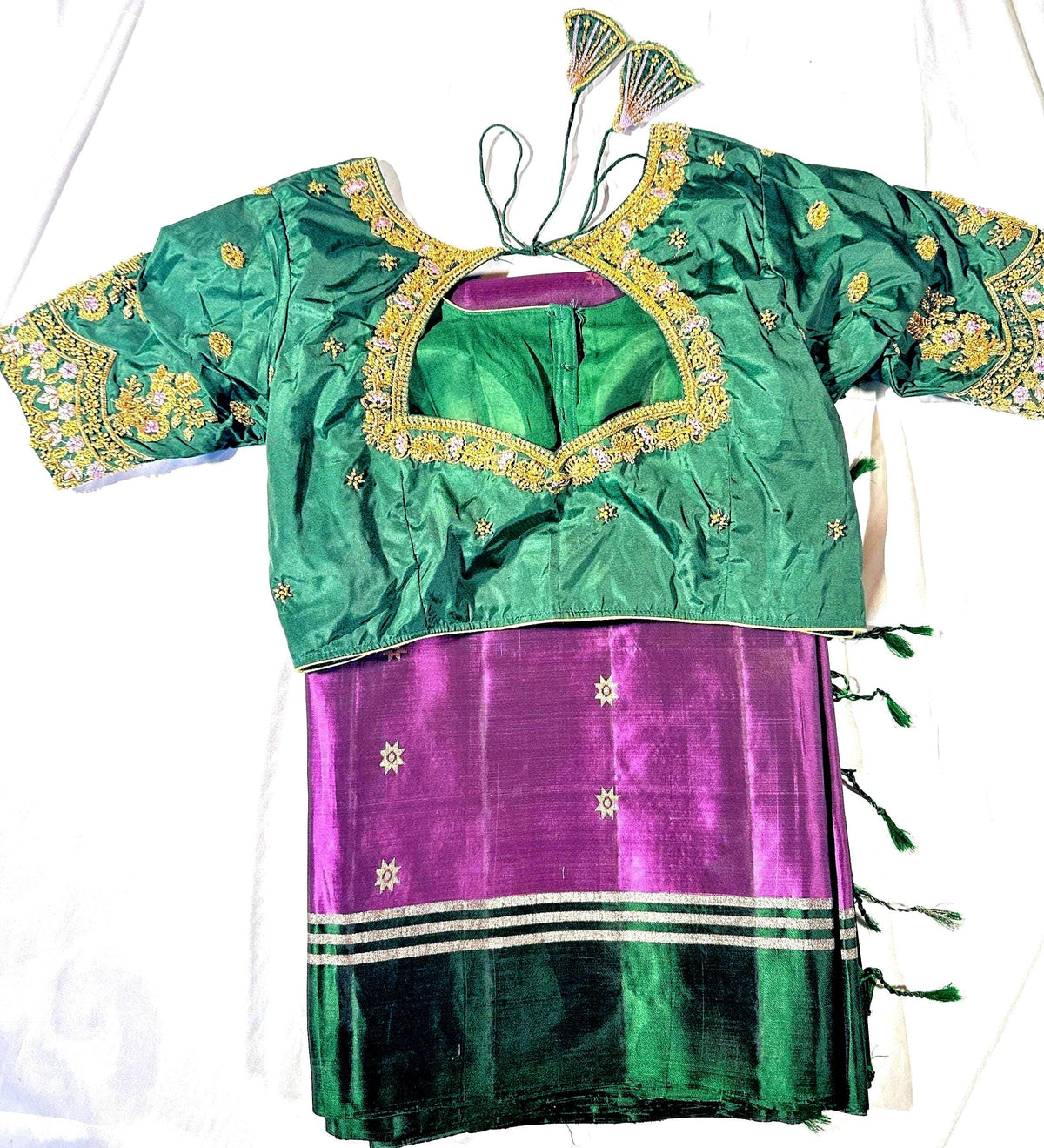 Handloom Kanjivaram Soft Silk Saree with stitched Maggam blouse | Wedding Saree | Ready to wear Saree Blouse | Indian Saree USA