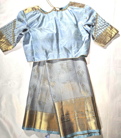 Premium Kanchipattu Semi Silk Saree with Heavy Maggam Work Blouse, Shipping from USA
