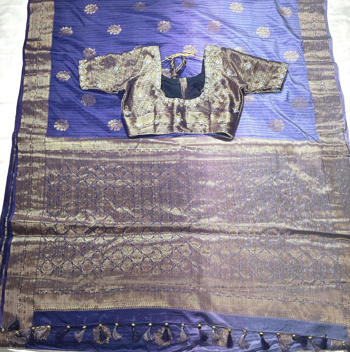 Banarasi Muga Silk Saree with Stitched Blouse - additional product photo 7