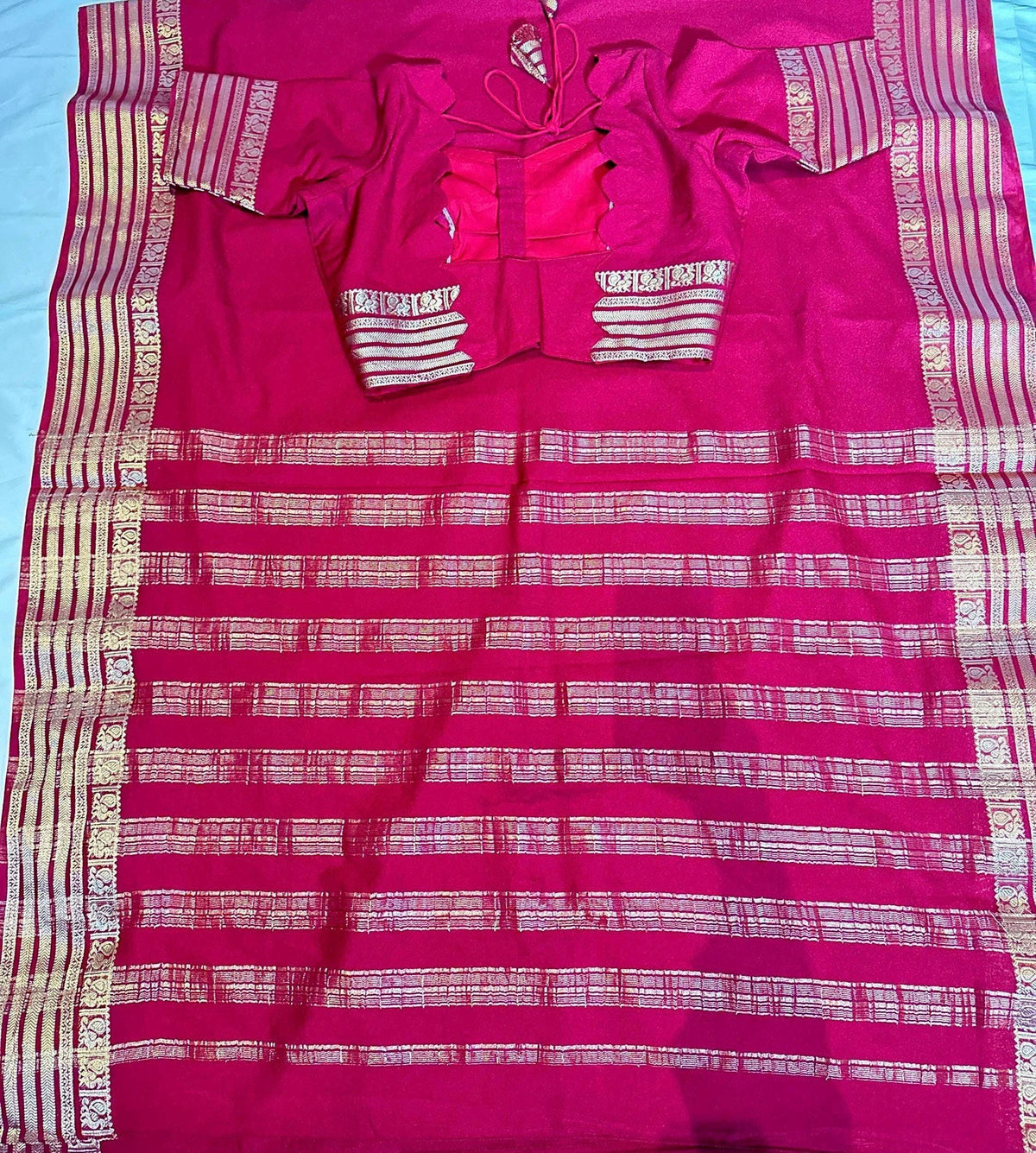 Semi Mysore Crape Silk Saree with Stitched Blouse | Normal wear, Festive, Party Saree,  Other Colors Available| Indian S