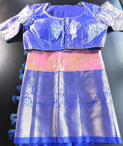 Premium Kanjivaram Semi Silk Saree with Stitched Blouse,  Maggam Work Blouse, Wedding Party Wear , Shipping in USA,