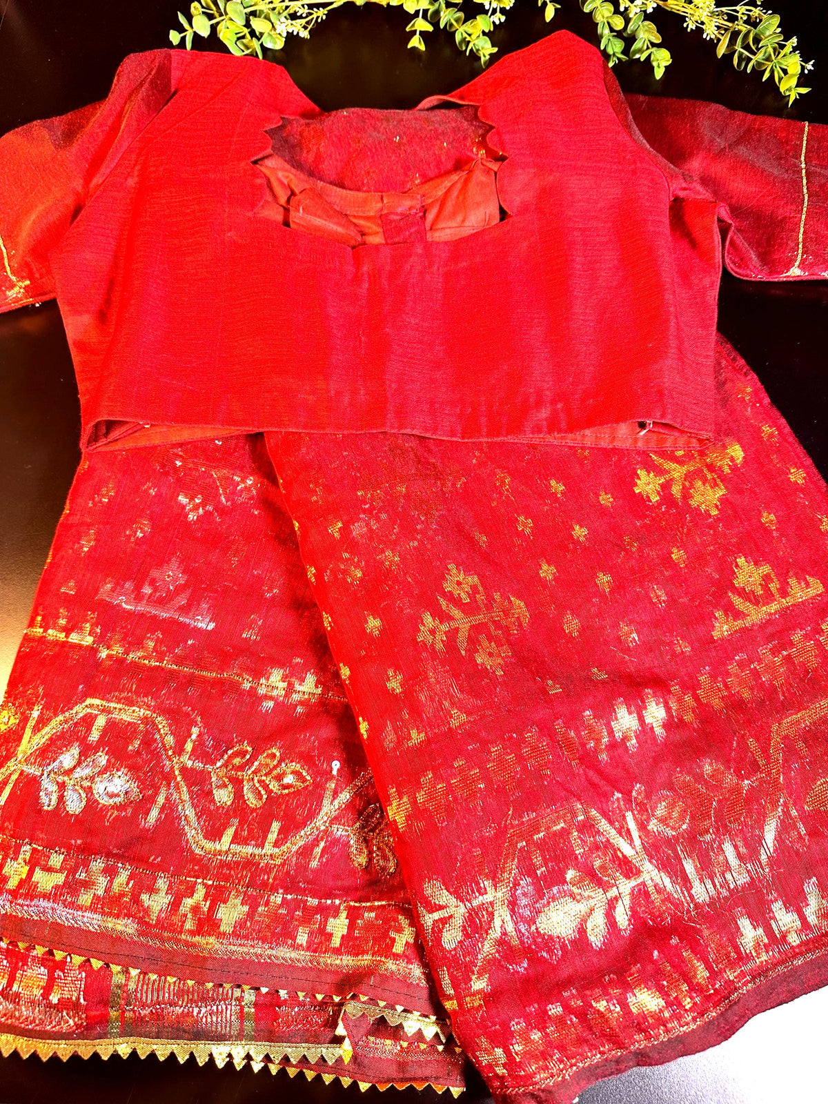 Jamdhani Kadthana Silk Sari with all over ari work with Stitched Blouse - additional product photo 7