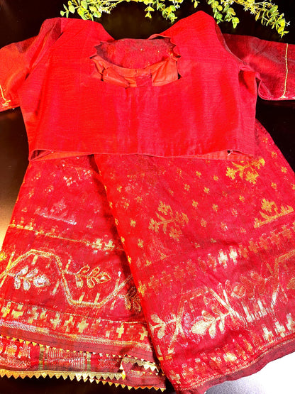 Jamdhani Kadthana Silk Sari with all over ari work with Stitched Blouse - additional product photo 7