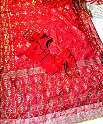 Jamdhani Kadthana Silk Sari with all over ari work with Stitched Blouse - additional product photo 10