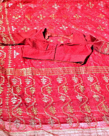 Jamdhani Kadthana Silk Sari with all over ari work with Stitched Blouse - additional product photo 2