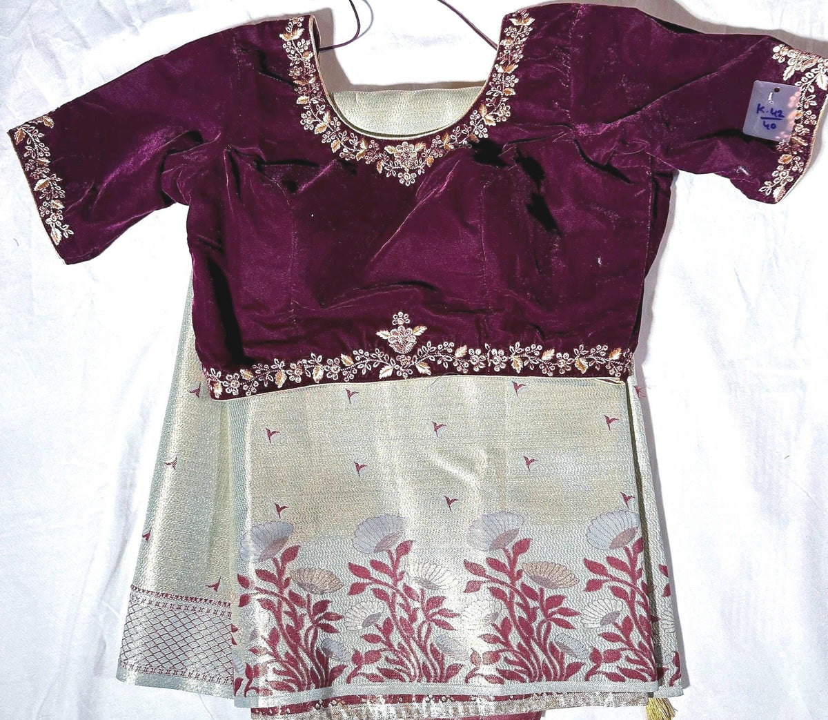 Fancy Tissue Kanjivaram Saree with Stitched Designer Embroidered Blouse, Floral Woven Saree, Indian Wedding Guest Saree,