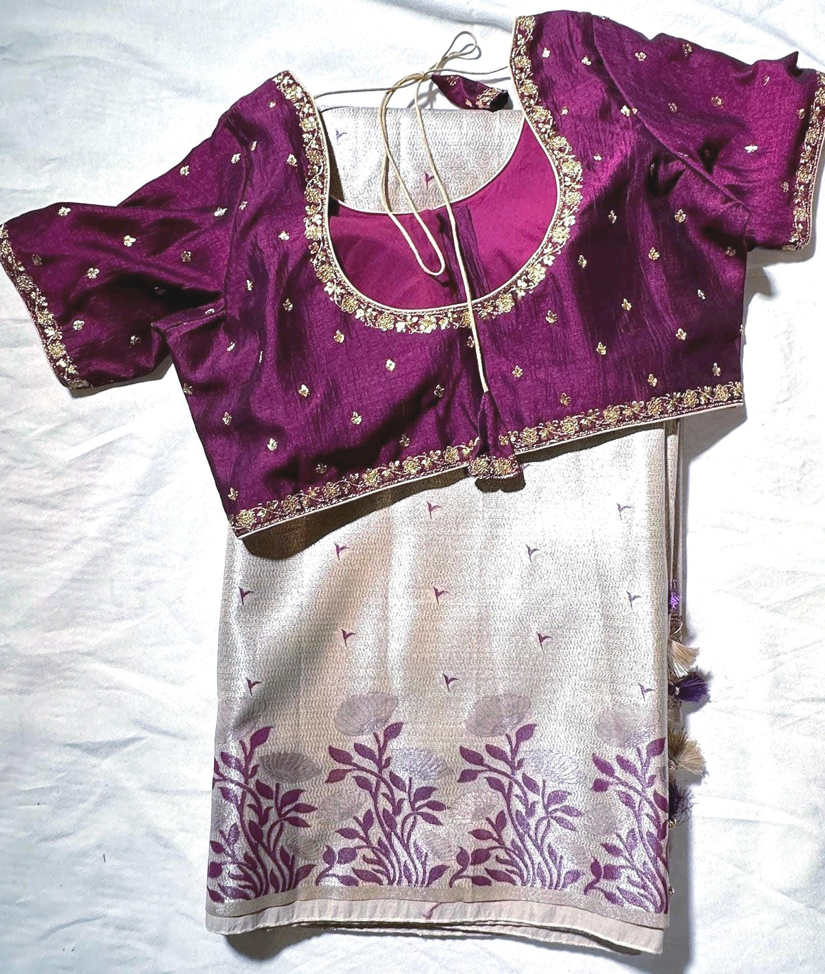 Fancy Tissue Kanjivaram Saree with Stitched Designer Embroidered Blouse, Floral Woven Saree, Indian Wedding Guest Saree,