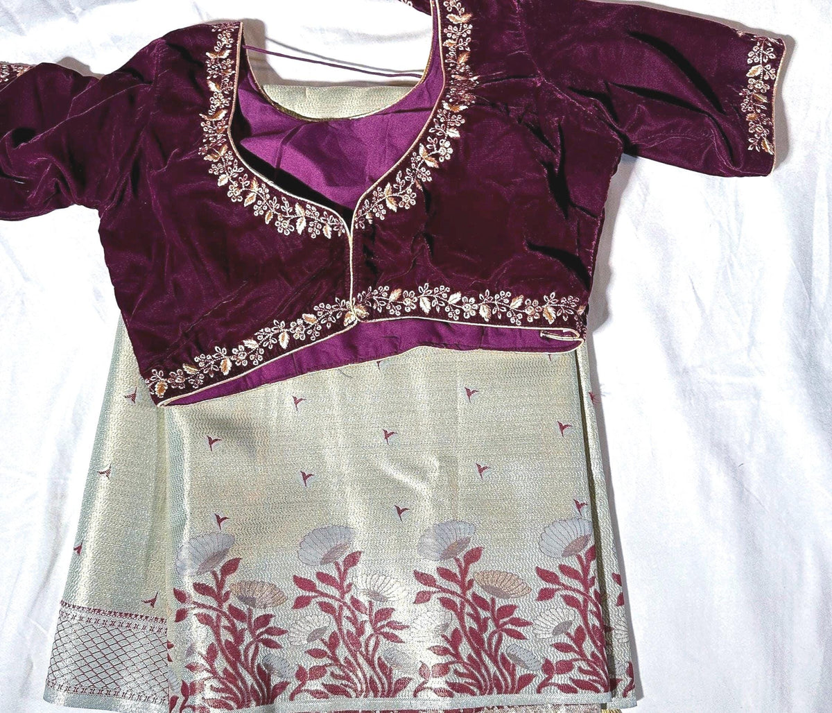 Fancy Tissue Kanjivaram Saree with Stitched Designer Embroidered Blouse, Floral Woven Saree, Indian Wedding Guest Saree,