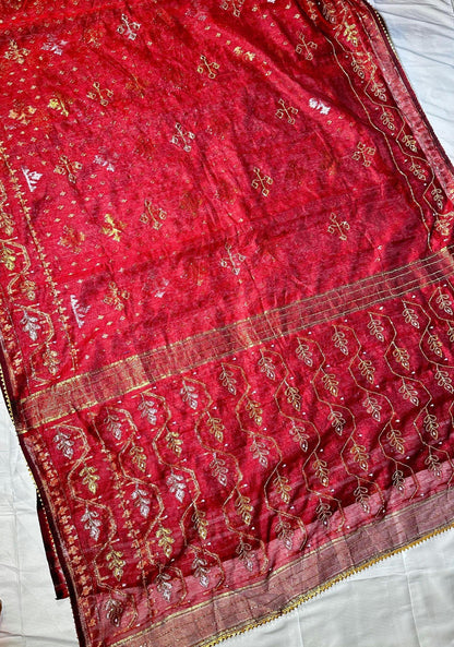 Jamdhani Kadthana Silk Sari with all over ari work with Stitched Blouse - additional product photo 5