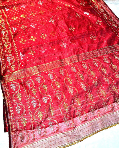 Jamdhani Kadthana Silk Sari with all over ari work with Stitched Blouse - additional product photo 9
